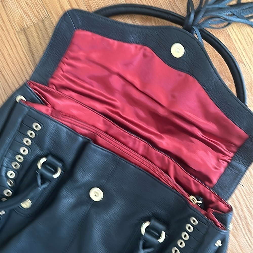 Emma Fox bag Black leather Gold accents Biker Core Shoulder bag - Picture 7 of 9